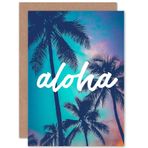 Wee Blue Coo Aloha Boş Doğum Günü Kartı - Hawaii Gün Batımı