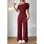 WEEST MODA bordo düsük omuz asimetrik etek ucu ve pantolon alt üst takim
