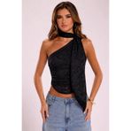 WEEST MODA Dantel Detaylı Tek Omuz Şal Detaylı Crop Bluz