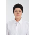 Wega Moda Dikişsiz Bone, %100 Pamuk Bone, Geniş Hacimli Bağlamalı Bone, Dikişsiz Penye Bone, Tesettür Bone - Siyah - Standart