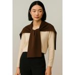 Wega Moda Kare Parçalı Patchwork Atkı - Spor Triko Örme Omuz Atkısı | Unisex Boho Şal - Atkı - Standart - Kahverengi