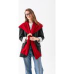 Wega Moda Kare Parçalı Patchwork Atkı - Spor Triko Örme Omuz Atkısı | Unisex Boho Şal - Atkı - Standart - Kırmızı