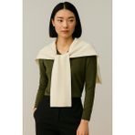 Wega Moda Kare Parçalı Patchwork Atkı - Spor Triko Örme Omuz Atkısı | Unisex Boho Şal - Atkı - Standart - Krem