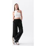 Wega Moda Keten Pantolon Keten Karışımlı Bol Kesim Kadın Pantolon – Rahat Yazlık Günlük Pantolon - Siyah - XL
