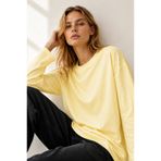 Wega Moda Oversize Geniş Kol Kadın Tesettür T-Shirt Salaş Uzun Basic Tişört - Sarı