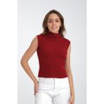 Wega Moda Sıfır Kol Triko Örgü Boğazlı Body, Süveter, Triko Süveter, Kazak, Boğazlı Kazak - Bordo