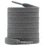 WEGOODZF Düz çift katlı reflektörlü bağcık: 2 çift 8 mm genişliğinde spor ayakkabı bağcığı, spor ayakkabı, yelken bezi ayakkabı, 19 Koyu Gri, 100CM (39")