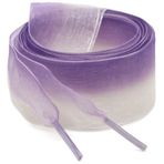 WEGOODZF Düz Degrade Kar İpliği Ayakkabı Bağcığı Kızlar 2.5cm Geniş İpek Ayakkabı Dantel[2 Çift], 10 Yeni Mor Beyaz, 31 inch (80CM)