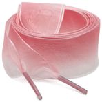 WEGOODZF Düz Degrade Kar İpliği Ayakkabı Bağcığı Kızlar 2.5cm Geniş İpek Ayakkabı Dantel[2 Çift], 14 Yeni Pembe Beyaz, 39 inch (100CM)