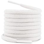 WEGOODZF Yuvarlak spor ayakkabı, oval bağcık: 4 mm kalınlığında, yarım yuvarlak, spor ayakkabıları için ayakkabı bağcığı, 01 Beyaz, 120CM(47.3")