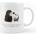 Weiler Riger Kedi Severlere Özel Mutluluk Temalı Minimalist Tasarım Kupa RK-005 - 300 ml