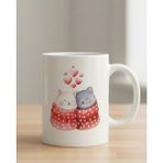 Weiler Riger Kırmızı Benekli Battaniyeye Sarılmış Kedi Tasarımlı Kupa | WR-KEDI-001 - 300 ml