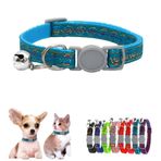 WeimoMonkey Köpek Tasması için Küçük Çan, Yavru Köpek Yaka Erkek, Ayrılan Kedi Yaka, Emniyet Tokası Yumuşak Naylon XXS Xs Küçük Evcil Hayvan Köpekleri için Ayarlanabilir Hayvan Kumu Küçük Yavru Kedi, Gök Mavisi