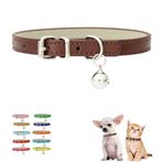WeimoMonkey Köpek Tasması XS Çanlı, Kedi Çan Yaka, Erkek Yavru Kedi Yaka Yumuşak Suni Deri XXS Xs Küçük Evcil Köpekler için Ayarlanabilir Hayvan Kumu Küçük Yavru Kedi Erkek, Kahverengi XSmall
