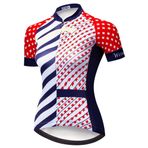 weimostar Bisiklet Forması Kadın Dağ Bisikleti Jarse Gömlek Kısa Kollu Yol Bisikleti Kıyafeti MTB Üst Yaz Yaz Giysileri, Red Dot 810, Tag M for Chest 32-33.8"