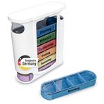 Weinberger "PillVoyage" tablet kutusu, 7 gün, günde 4 bölmeli ilaç kutuları, kompakt düzenleyici olarak hap kutusu, sabah, öğle, akşam, gece için (hap kutusu 7 gün – renkli)