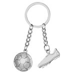 WEINIBAO Anahtarlık futbol, futbol ayakkabısı anahtarlık, metal spor anahtarlık, futbol ayakkabısı ve futbol, futbol anahtarlık, gümüş, erkek ve kız çocukları için futbol kolye ucu, a, 1