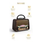Weisre Retro Taşınabilir Radyo Bluetooth USB TF LED Fenerli Şarjlı Çok Fonksiyonlu Hoparlör