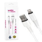 WEKO WK-22022 USB-A to Lightning 1 Metre Hızlı Şarj ve Data Kablosu | 3A iPhone iPad Uyumlu | Beyaz Dayanıklı Şarj Kablo