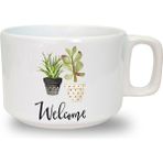 Welcome Kaktüs Baskılı Seramik Beyaz Kahve Kupası - 1 Adet - 199 ml
