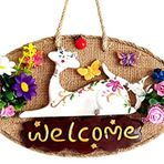 Welcome Yazılı Kedili El Yapımı Kapı Süsü