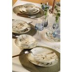 welcomein 6 Kişilik 24 Parça Roden Mystic Marble Porselen Yemek Takımı Pasta,Çorba,Yemek,Servis Tabak Takım