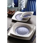 welcomein Caroline 6 Kişilik 24 Parça Porselen Kare Yemek Takımı Pasta Çorba Yemek Servis Tabağı Takımı Set