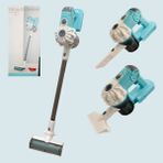 Welcomein Oyuncak Süpürge Dikey Süpürge Seti 3 Başlıklı Pilli Dyson Süpürgem - Mavi