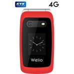 Welio Wkey T310 4g Tuşlu Kapaklı Cep Telefonu Kameralı Asker Telefonu Yaşlı Cep Telefonu (Kvk Garantili) - Kırmızı