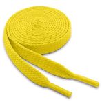 WELKOO Düz bağcıklı, ağır işli%100 pamuklu ayakkabı bağcığı, 1 çift. Renkler sarı ve uzunluk (120 cm x 8 mm). Nike, Adidas, Converse, Reebok, New Balance ve daha birçok ile uyumludur.