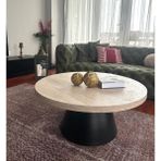 Well Modern Orta Sehpa Bohem Central Table Traverten Suntalam Tabla Metal Ayak - SİYAH