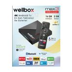 wellbox MAX 3 4K Android TV Box Free İP DEsteği Wifi Ethernet İle Bağlantı 16 GB Hafıza 2 GB Ram