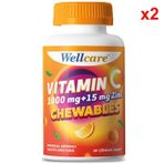 Wellcare Vitamin C 1000 mg Çinko 15 mg 2x60 Çiğneme Tableti