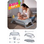 Wellgro 3 Parça Bebek Küvet Seti, Bebek Banyo Küveti 50 Litre