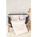 Wellgro Angel Wings 5 Parça Beşik Uyku Seti, 90x60 cm Bebek Beşik Uyku Takımı, Pembe