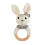 WellGro Cuddly Amigurumi Ekru Tavşancık Çıngırak Oyuncak