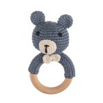 WellGro Cuddly Amigurumi Lacivert Ayıcık Çıngırak Oyuncak