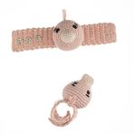 WellGro Cuddly Amigurumi Pembe Ördek Çıngıraklı Bileklik Oyuncak