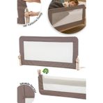 Wellgro Premium 120X65 Cm Deri Kılıflı Yatak Bariyeri, Katlanır Yatak Korkuluğu, Kahve