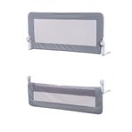 Wellgro Premium 150X65 Cm Deri Kılıflı Yatak Bariyeri, Katlanır Yatak Korkuluğu, Gri