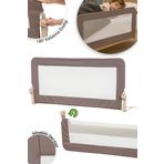 Wellgro Premium 150X65 Cm Deri Kılıflı Yatak Bariyeri, Katlanır Yatak Korkuluğu, Kahve