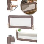 WellGro Premium 150x65 cm Deri Kılıflı Yatak Bariyeri Katlanır Yatak Korkuluğu Kahverengi Esnek Koruma - 0 - 5 Yaş