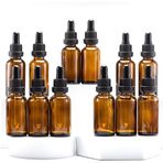 Wellline Kehribar Cam Damlalıklı Şişe 50ml, Cam Damlalıklı ile, Esansiyel Yağlar, Aromaterapi, Kozmetik, Laboratuvar, Eczane, Sıvılar, Seyahat için – 12 Adet