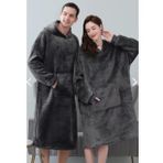 Wellsoft Kapşonlu Giyilebilir Tv Battaniyesi Unisex Over Size - Antrasit