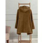 Wellsoft Kapşonlu Giyilebilir Tv Battaniyesi Unisex Over Size - Camel