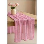 Wellstil Nuvé | %100 Pamuk Tül Runner 90 x 200 cm Bohem, Düğün Nişan Organizasyon Masa Örtüsü - Pembe