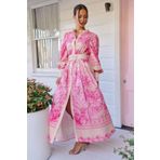WellWay İthal Babel Kumaş Düğme Detaylı Gömlek Elbise (KEMER DAHİLDİR)-pembe Pembe M