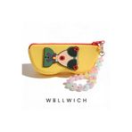 wellwich Silikon Kalemlik ve Gözlük Kılıfı Çok Amaçlı Fermuarlı Organizer Sarı Renk Bileğe Takmalı Kalpli Aksesuar