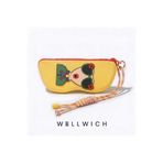 wellwich Silikon Kalemlik ve Gözlük Kılıfı Çok Amaçlı Fermuarlı Organizer Sarı Renk Bileğe Takmalı Pembe Örgü Aksesuar