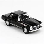 Welly 43768 1/34-1/39 Ölçek Mercedes Benz 230SL, Siyah, Çek-Bırak Mekanizmalı Oyuncak Metal Araba